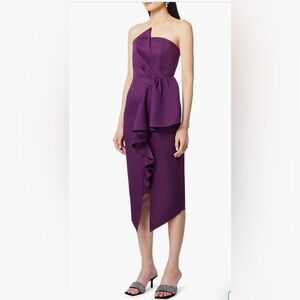 Elliatt Purple Asymmetrical Ruffled Midi Dress